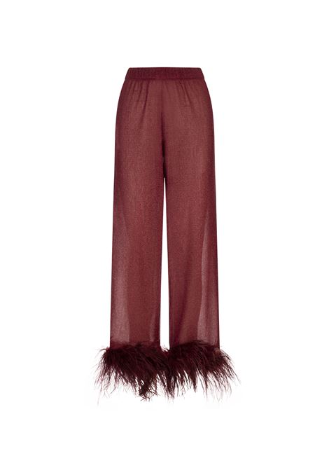 Pantaloni Lumiere Con Piume Bordeaux OSEREE | LPF213-LUREX PLUMAGEBURGUNDY